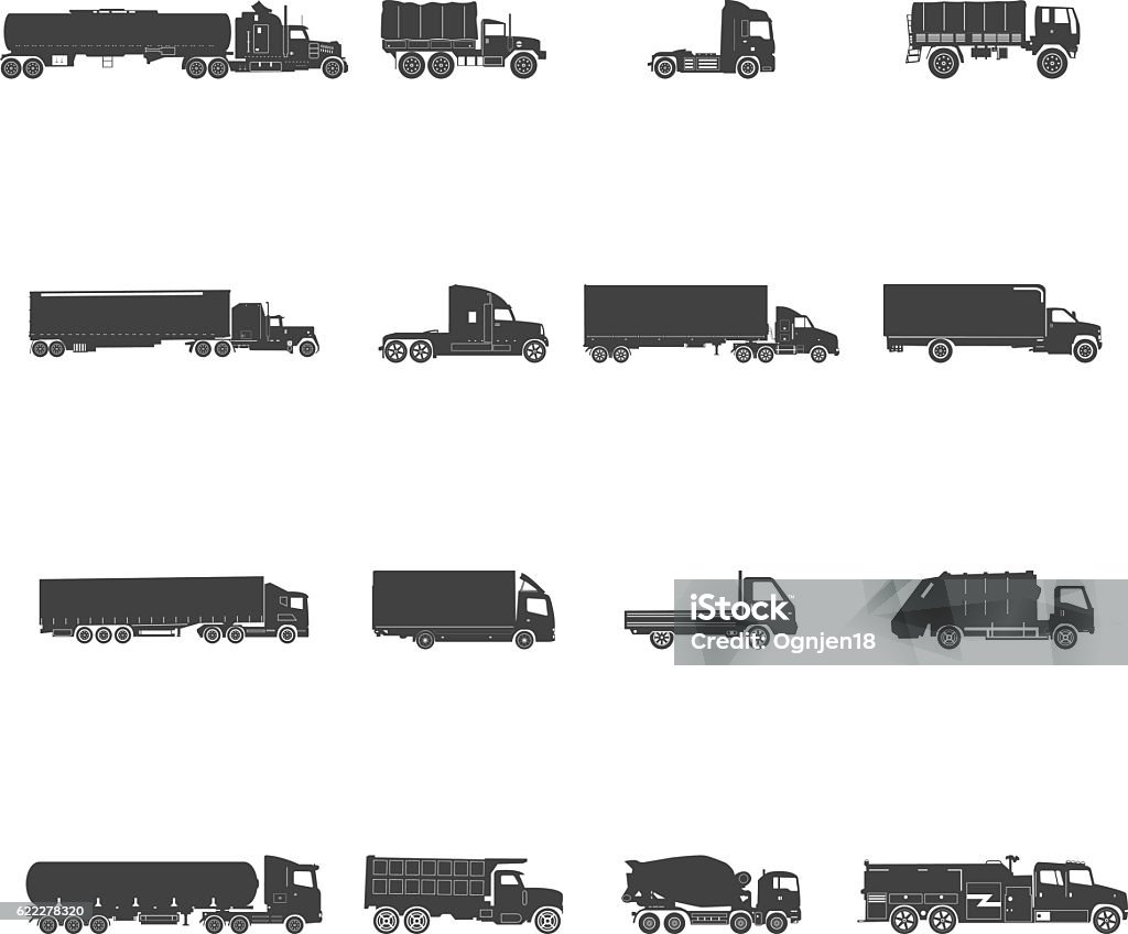 Transport Trucks Icon Set Stock Illustration - Download Image Now ...
