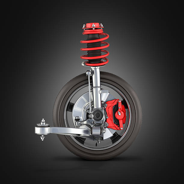 istock suspension of the car with wheel on black gradient 3d 622281312