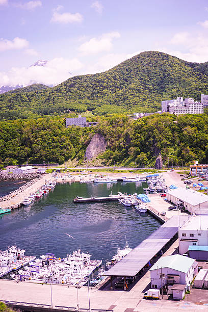 nuevo puerto en la ciudad de utoro en shiretoko, japón - sea of okhotsk fotografías e imágenes de stock