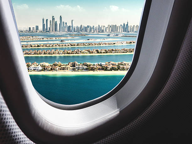 dubai skyline from the airplane