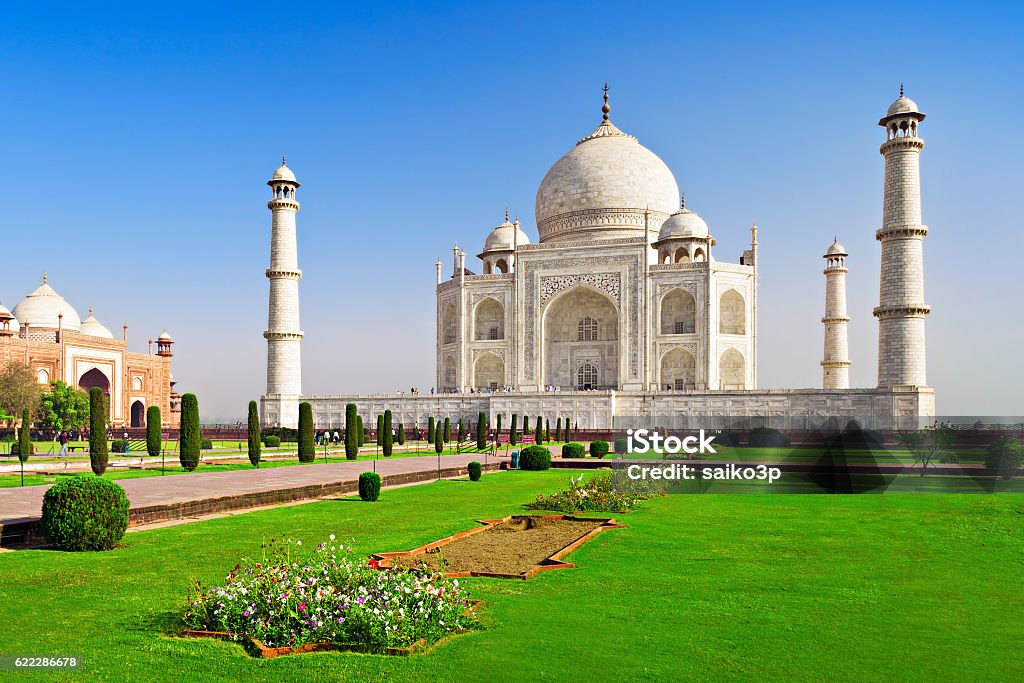 Taj Mahal, em Agra - Foto de stock de Taj Mahal royalty-free