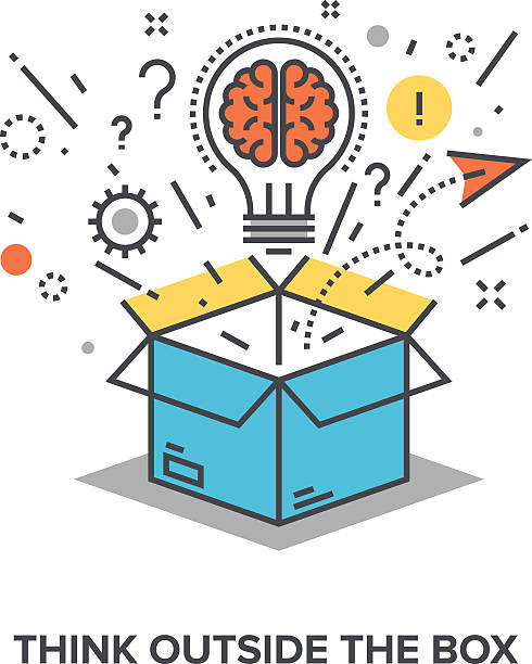 ilustrações de stock, clip art, desenhos animados e ícones de pensar fora da caixa - box thinking creativity inspiration