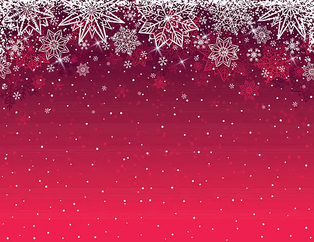 Vector illustration of Red christmas background with snowflakes and stars, vector