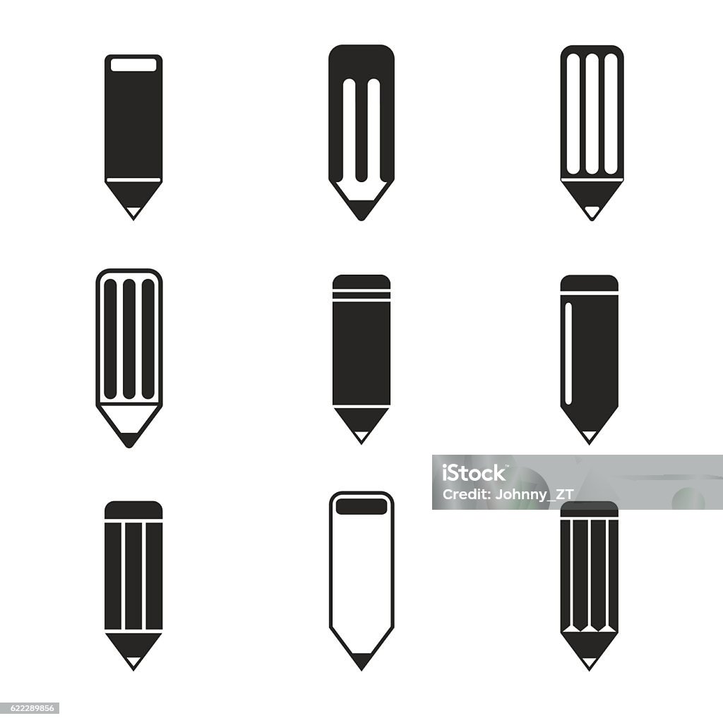 Pencil design . Icon set . Eps 10 vector illustration Pencil design . Icon set . Different views with minimalist pencil . Business stock vector