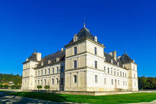 Ancy-Le-Franc, France - October 12, 2016: View of the castle (Chateau) of Ancy-le-Franc, Burgundy, France