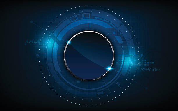 ilustrações de stock, clip art, desenhos animados e ícones de vector abstract circle button interactive  technology innovation pattern design background - blue button