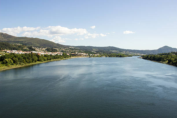 view from Ponte da Amizade - Minho River. border between Portugal and Spain.