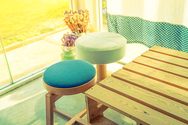 istock Wooden table and chair (Filtered image processed vintage effect) 622298532