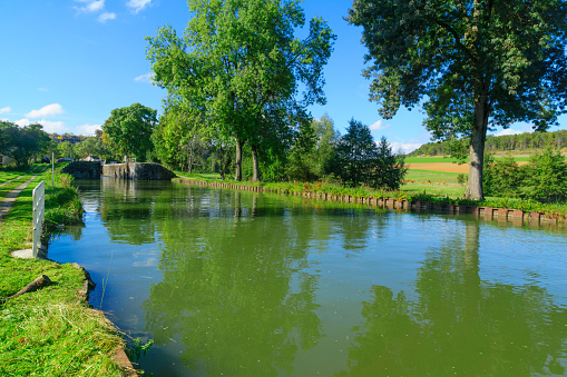 View of the Burgundy Canal, in Cote dOr, Burgundy, France