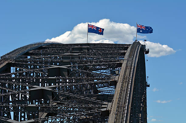 istock Australian flags flay above Sydney Harbour Bridge 622305316