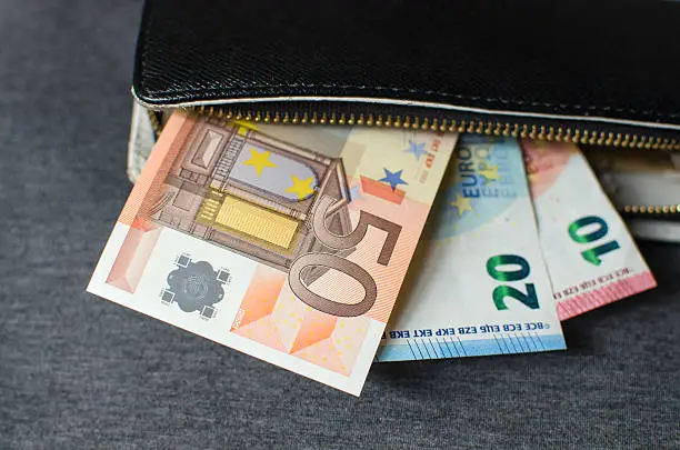 Photo of Leather wallet with money euro