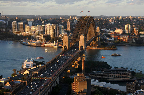 sydney nowa południowa walia australia - the rocks sydney harbor bridge sydney australia new south wales zdjęcia i obrazy z banku zdjęć