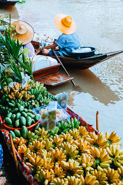 marché flottant de damnoen saduak - damnoen saduak floating market photos et images de collection