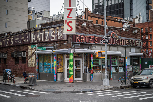 New York City, United States - September 27, 2016: Katz Delicatessen in Lower East Side, Manhattan, New York City, United States is a famous restaurant and delicatessen.