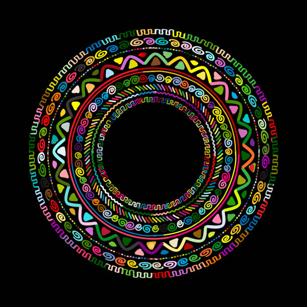 Round ornament design, ethnic mandala Round ornament design, ethnic mandala. Vector illustration latin american and hispanic ethnicity illustrations stock illustrations