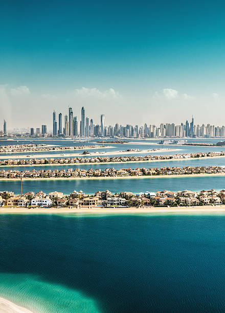istock the palm jumeirah in Dubai with skyline 622313928