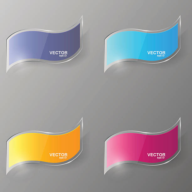 ilustrações de stock, clip art, desenhos animados e ícones de glass banner set. vector illustration. - rectangle vector three dimensional refraction