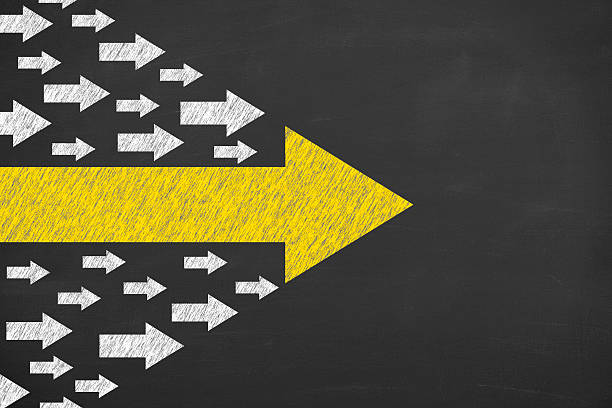 istock Arrows Leadership Concept on Chalkboard 622316560