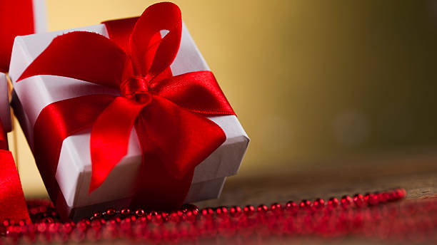 istock Holiday Christmas background with stack of presents 622316972
