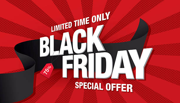 illustrazioni stock, clip art, cartoni animati e icone di tendenza di poster di vendita del black friday - color image banner colors placard