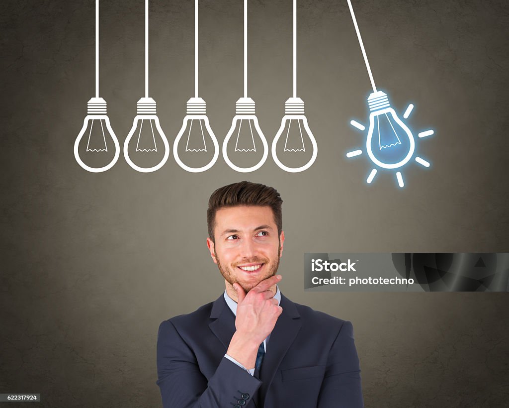 New Bright Idea over Human Head Abstract Stock Photo