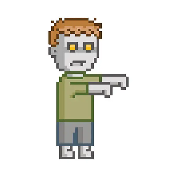 Vector illustration of Vector pixel art set zombie for game