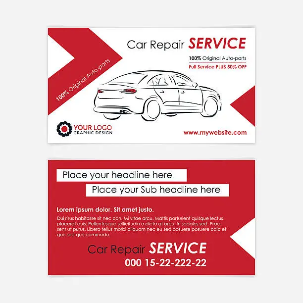 Vector illustration of Auto repair business card template.