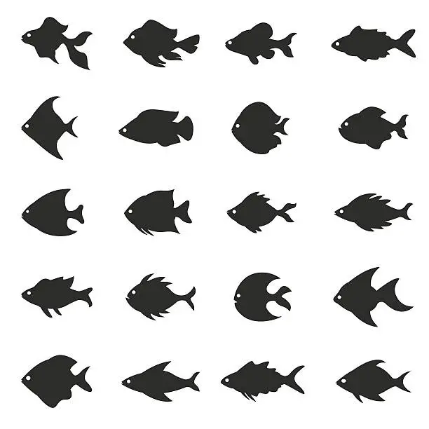 Vector illustration of Fish icon set