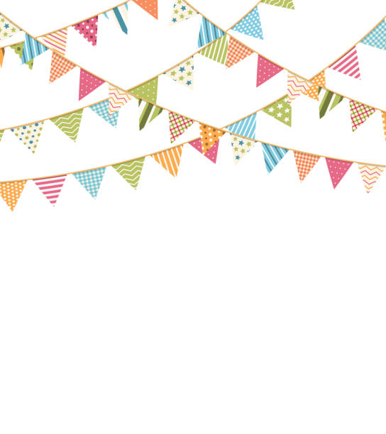 bunte fähnchen  - flag pennant party carnival stock-grafiken, -clipart, -cartoons und -symbole