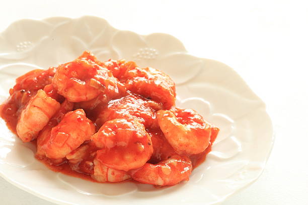 Chinese food, chili sauce shrimp