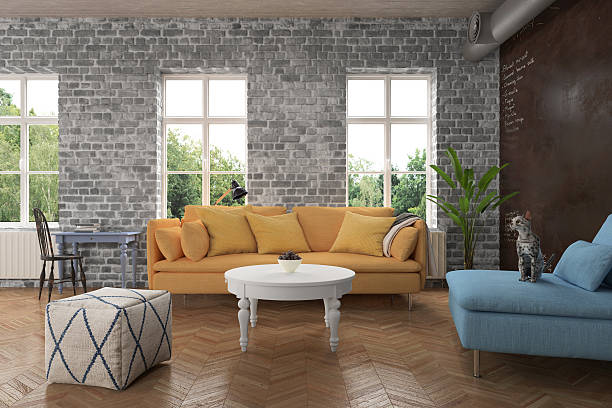 Modern Living room with zellow sofa