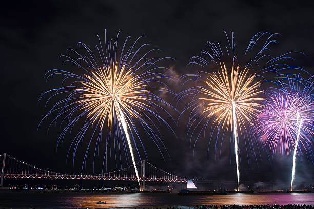 istock Busan South Korea, International Fireworks competition event, night 622324614