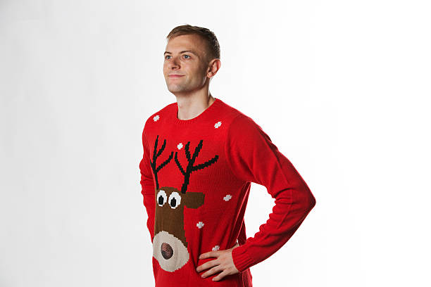 istock Caucasian man wearing a christmas jumper 622418010