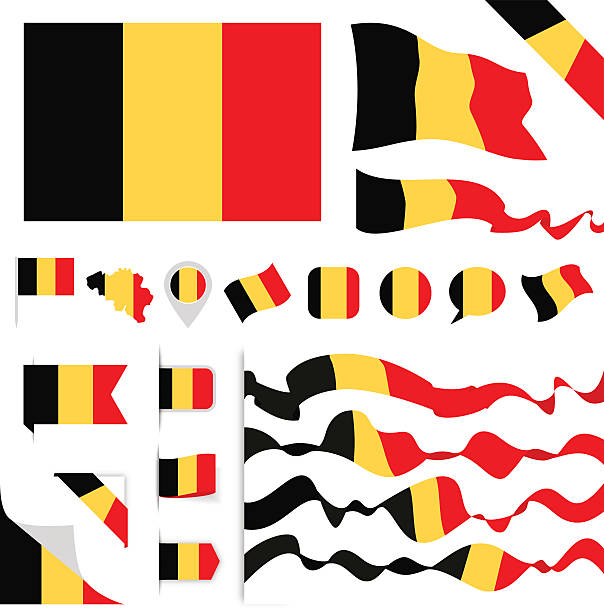 belgium flag set - 比利時國旗 幅插畫檔、美工圖案、卡通及圖標