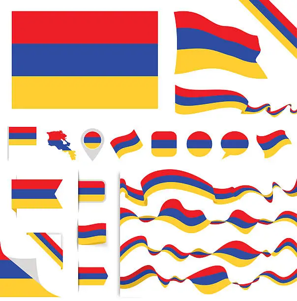 Vector illustration of Armenia Flag Set