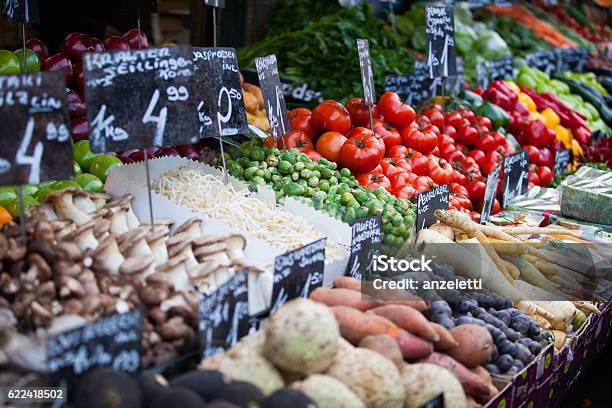 Market Stall With Fresh Vegetables In Austria Stock Photo - Download Image Now - Market - Retail Space, Vegetable, Fruit