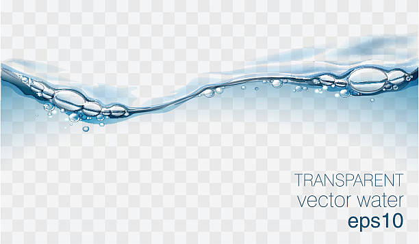 ilustrações de stock, clip art, desenhos animados e ícones de water vector wave transparent surface with bubbles of air - water bubble drop splashing