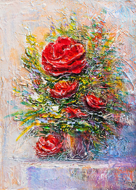 Oil painting a bouquet of flowers . Impressionist style.