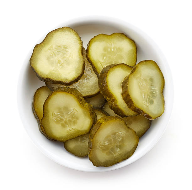 istock Bowl of pickled cucumber, from above 622422540
