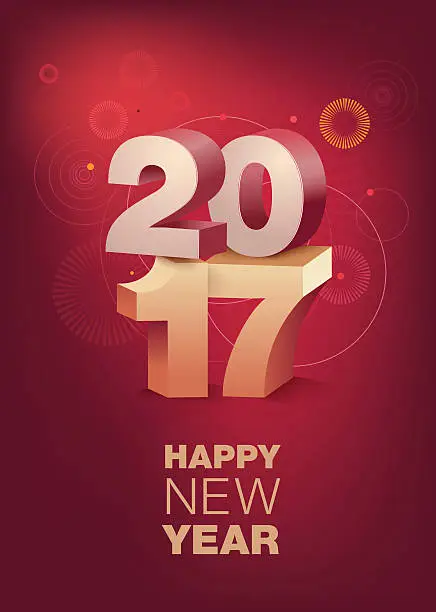 Vector illustration of Happy New Year celebration. Vertical format.