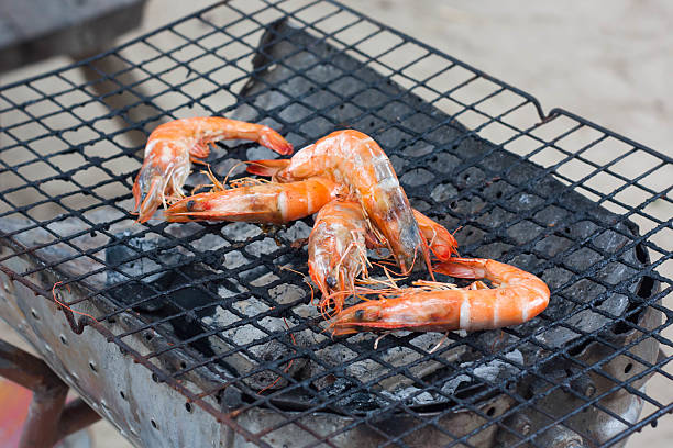 istock Grilled shrimps on grill. 622424240