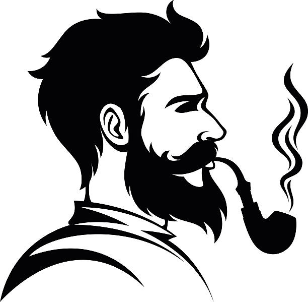 スモーカーヘッド - smoke pipe men smoking点のイラスト素材／クリップアート素材／マンガ素材／アイコン素材
