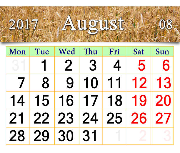 istock calendar for August 2017 with field of wheat 622427254