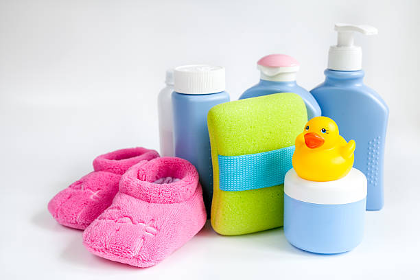 istock baby organic cosmetic for bath on white background 622427328