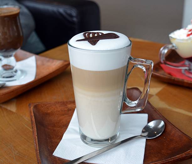 istock Hot latte macchiato on a glass cup 622427416
