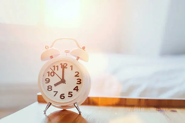 Photo of morning time background, alarm clock
