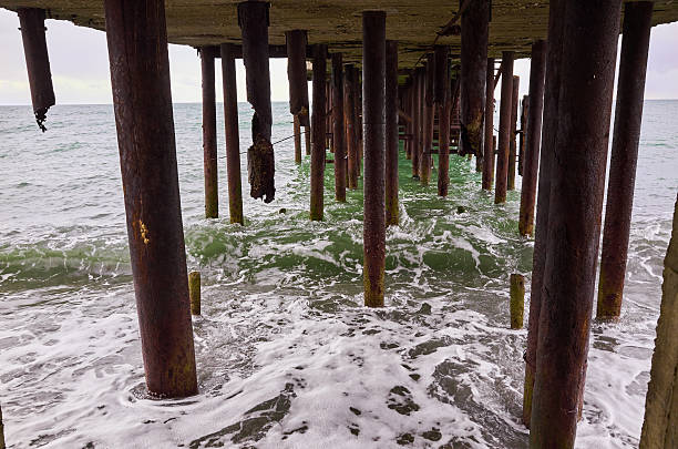 istock fragment construction. metal posts, rusty metal pier 622429436