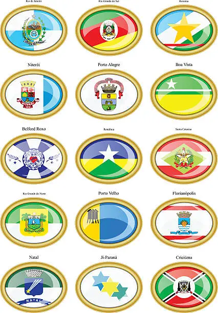 Vector illustration of Flags of the Brazilian states and cities