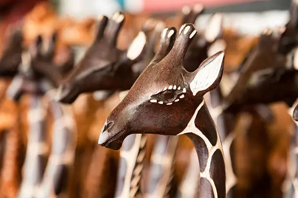 Photo of African carving of a giraffe.