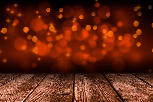 istock wooden board with lights in background 622430516